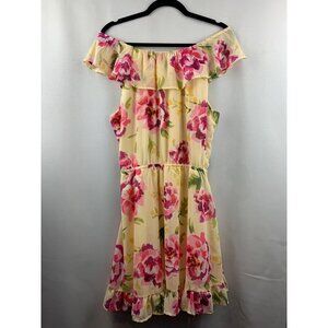Women's Place Yellow Floral Off the Shoulder Dress Size L